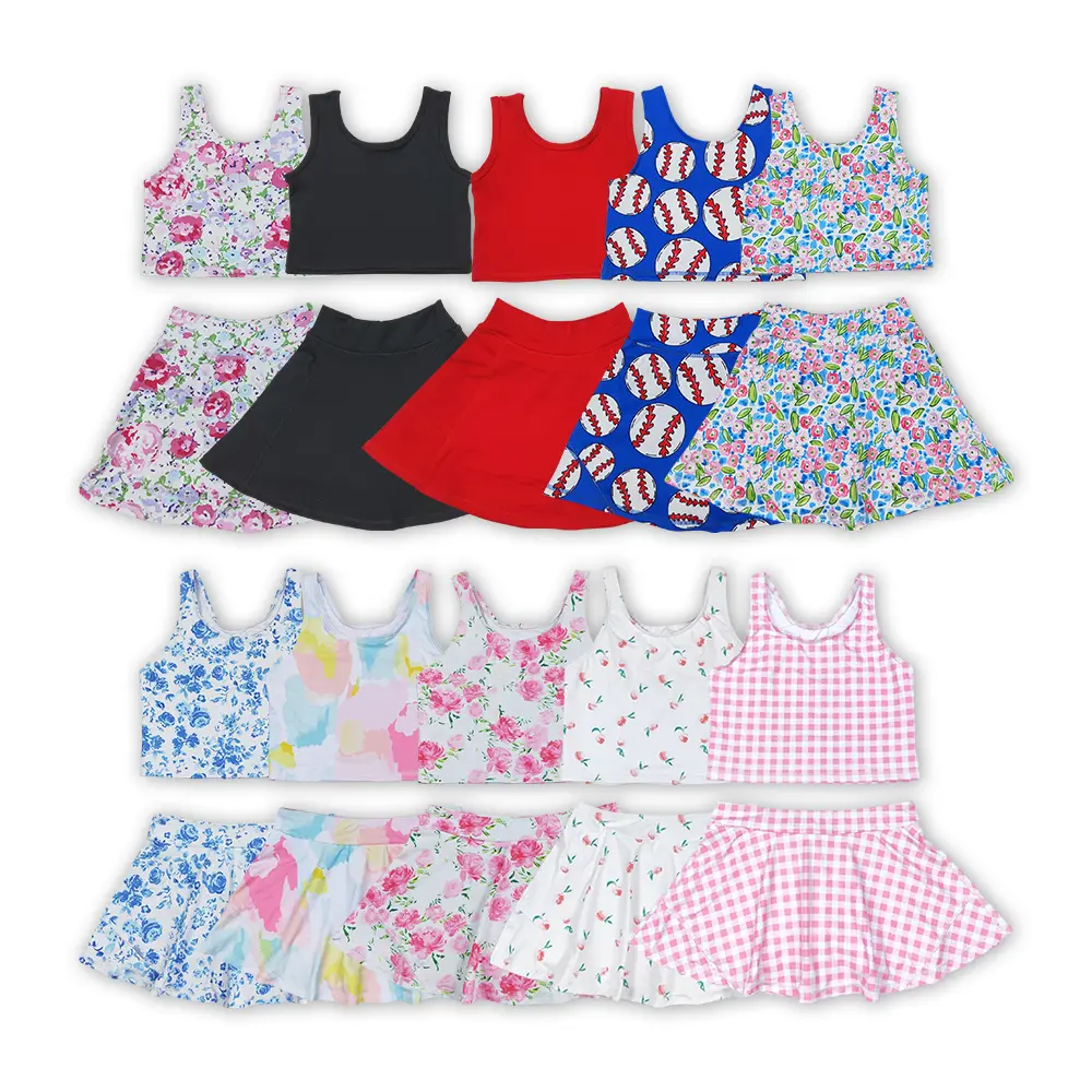 Girls Active Tennis Tank & Skort Set, Outfits Set, Matching Outfit Set