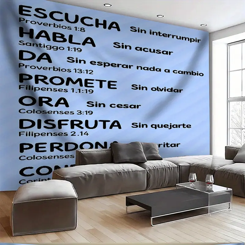 Bright Blue Smooth Fabric Vibrant Print Polyester Tapestry Banner - Lightweight Cloth Backdrop with Inspirational Saying, Bohemian Hippie Wall Decoration for Party, Wedding Supplies