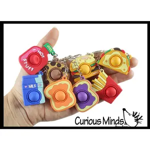Cute Food Pair Bubble Popper Fidget Keychains - Go Together, Best Friends