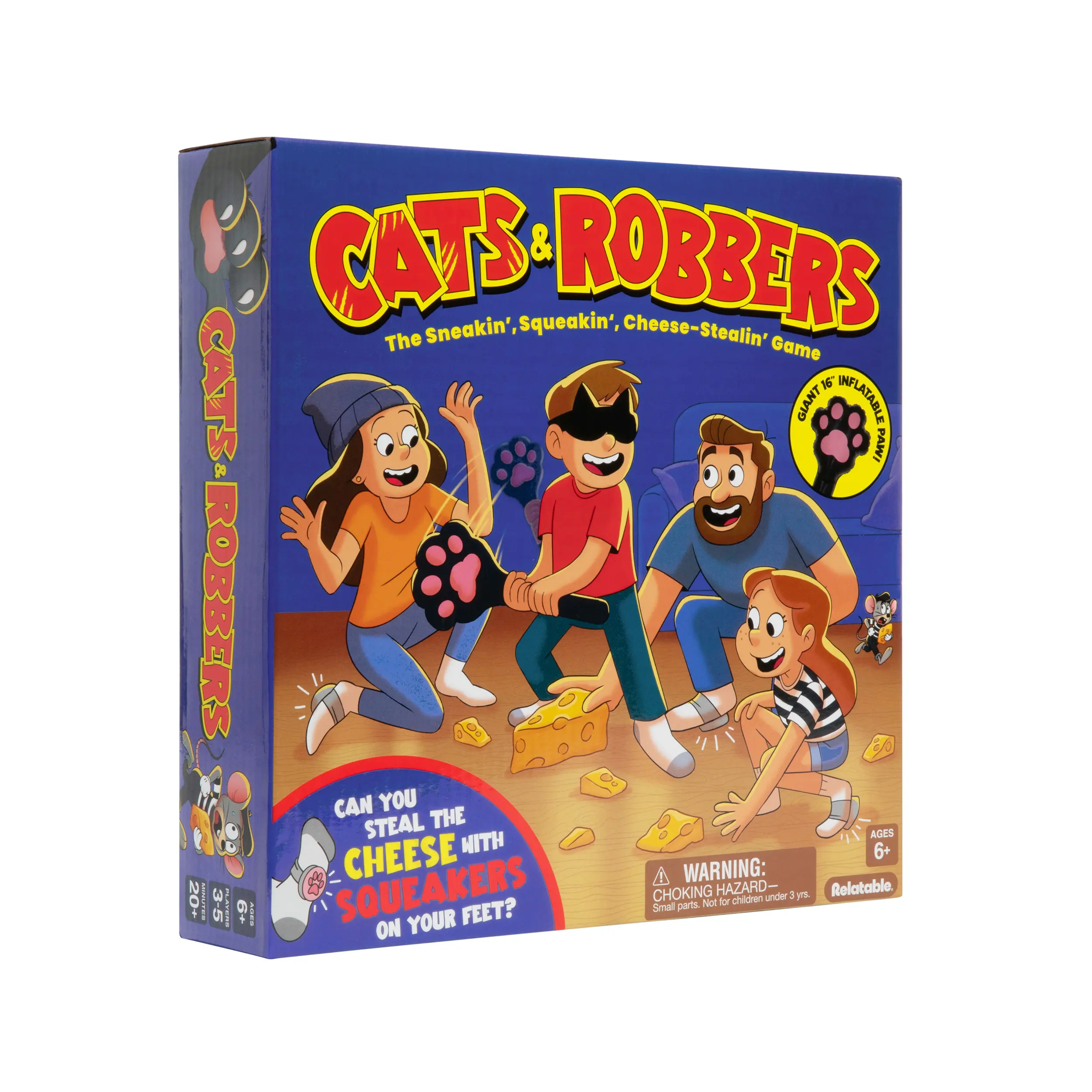 Cats and Robbers by Relatable - Can You Steal the Cheese Without Getting Caught. An Up and Active Family Games and Kids Games Pick - Includes 1 Inflatable Paw, Cheese, Squeaky Mice Feet and More.