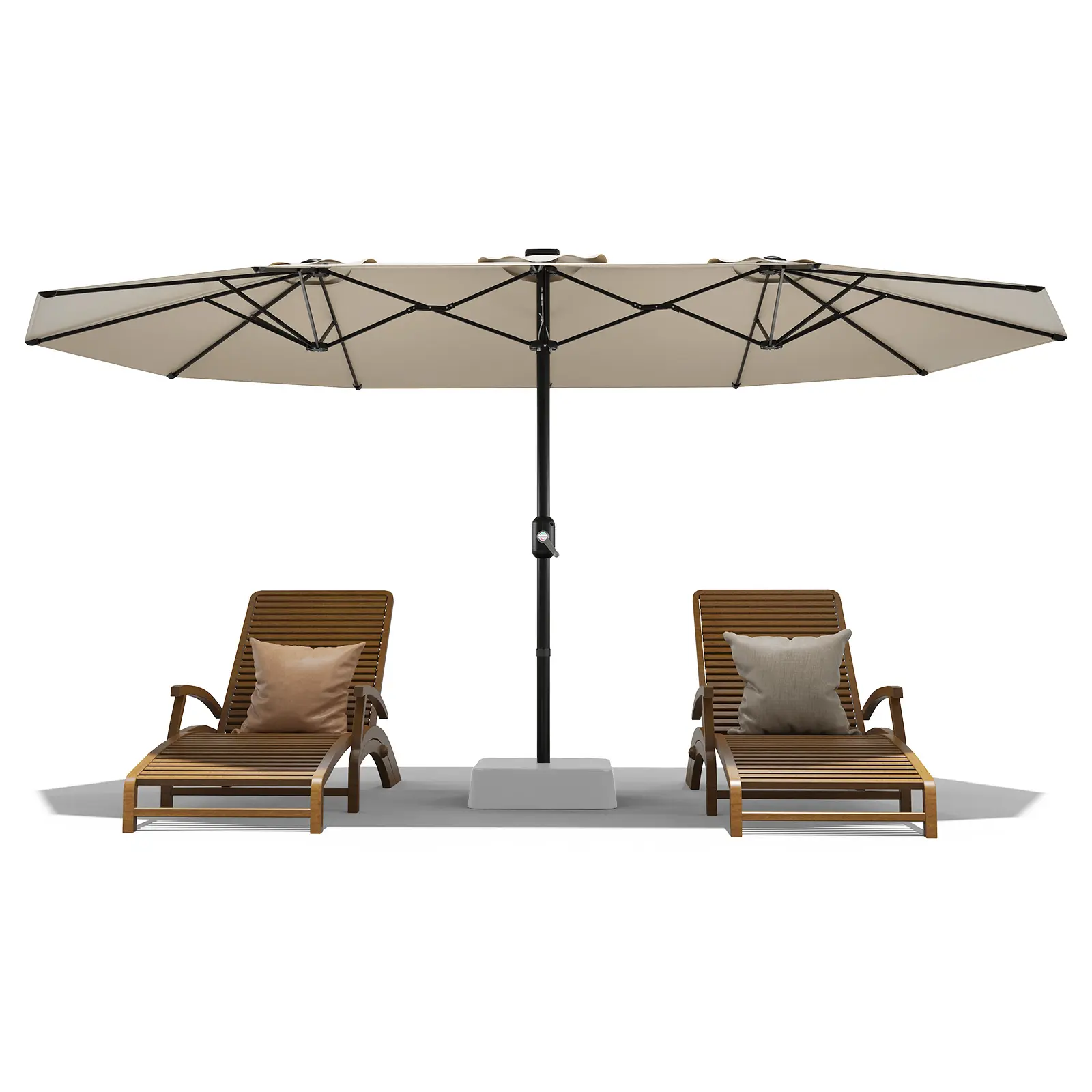 13FT Double sided Terrace Umbrella - Large outdoor rectangular market sunshade, 12 durable ribs and ventilated, UV resistant and fade resistant canopy, easy crank for backyard, garden, swimming pool (excluding base)