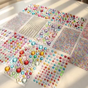 3521 Pieces Self Adhesive Jewels for Crafts Gems Stickers for Kids Flat Back Plastic Fake Jewels for Scrapbook Supplies and face gems