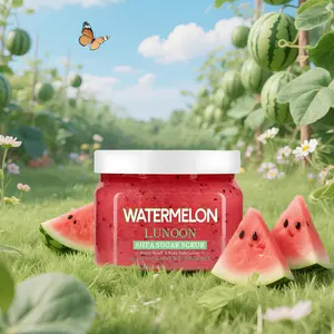 Watermelon, Peach, Coconut, and Strawberry Flavored Sheabutter Sugar Scrub, Exfoliating Body Polish, Low Allergenic Body Exfoliating Product for Deep Cleansing and Moisturizing Suitable for All Skin Types, 1pc/150g
