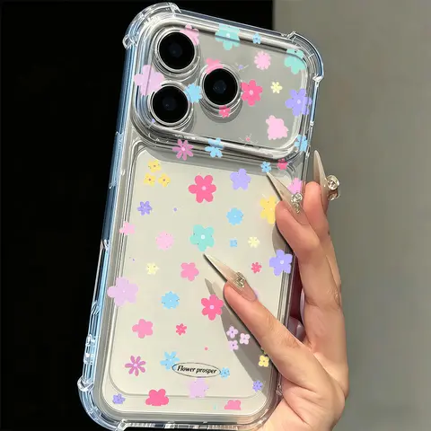 Aesthetic Protective Transparent 4-Corner Airbag Smartphone Case, Wildflower Floral Print Cover for iPhone 17 Pro Max & 16 Pro Max - Anti-Yellowing Soft TPU, Shockproof Bumper, No Fingerprint Accessories for Women, Back to School Gift
