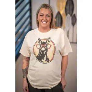 Playful Charm Donkey Rhinestone Specs Graphic Tee – Natural