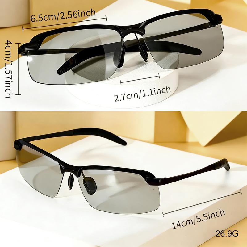 Polarized Photochromic PC Sunglasses - UV400 Protection, Unisex 2026 Summer Retro Oversized Semi-Rimless Simple Square Frame Fashion Accessories for Driving, Outdoor Sports, Sunglasses For Women, Men's Sunglasses