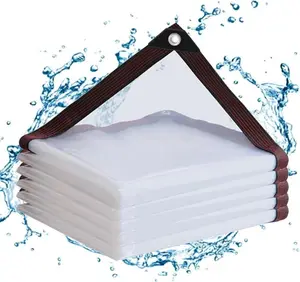 6x10FT Clear PVC Tarps, Heavy Duty Waterproof Tarp Cover, Transparent Polyethylene Vinyl Tarpaulin for Outdoor, Plant, Garden Rain Tent, Durable Mesh Trap