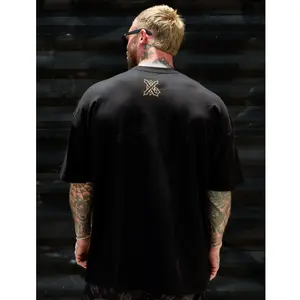 Iron Outlaws Paradise Lost Oversized Tee Men's Black Cotton Jersey Crew Neck Drop Shoulder Summer Top