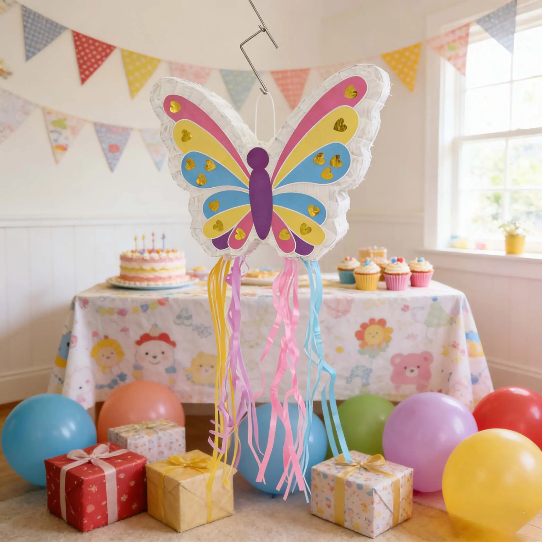 Small Butterfly Pull String Pinata, Safe Design No Hitting Required, Birthday Festival Party Decoration & Game, Interactive Prop, Party Event Props, Party Supplies, Party Favor, Birthday Party Favors