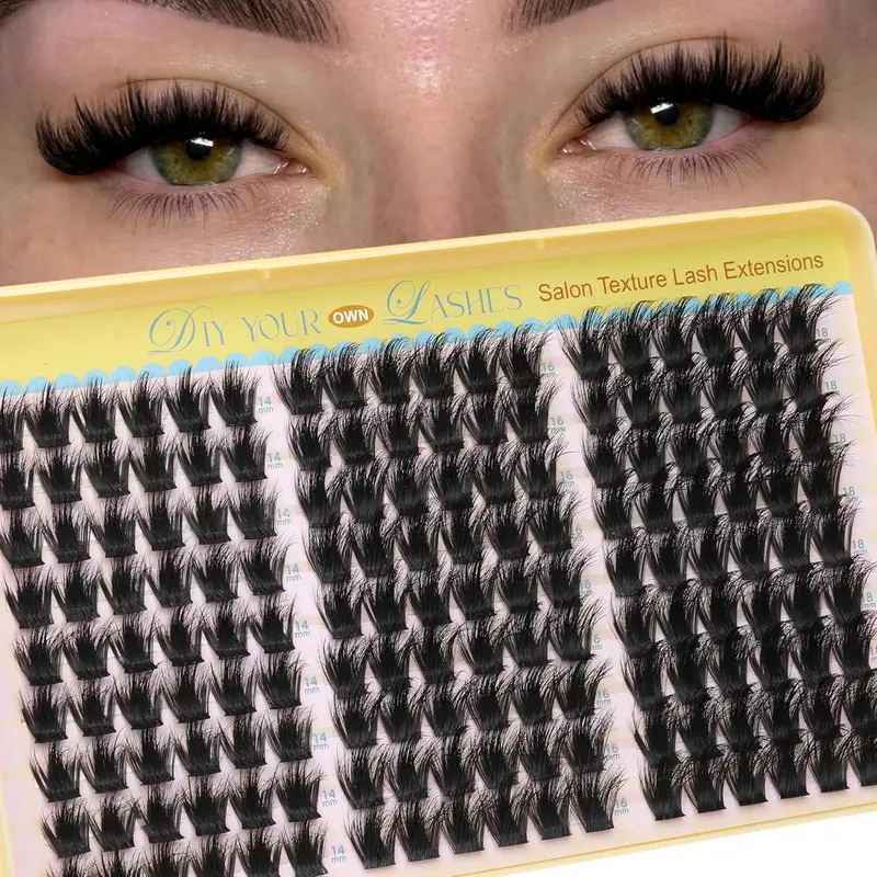 Cartoon Style Eyelash Clusters, Elf Lashes with Pointed Tips, Soft Fluffy Clusters, Fluffy False Eyelashes, Fake Eyelashes Clusters, Artificial Lashes, 14-18mm Fluffy Cluster Eyelash Extensions, DIY Home Application