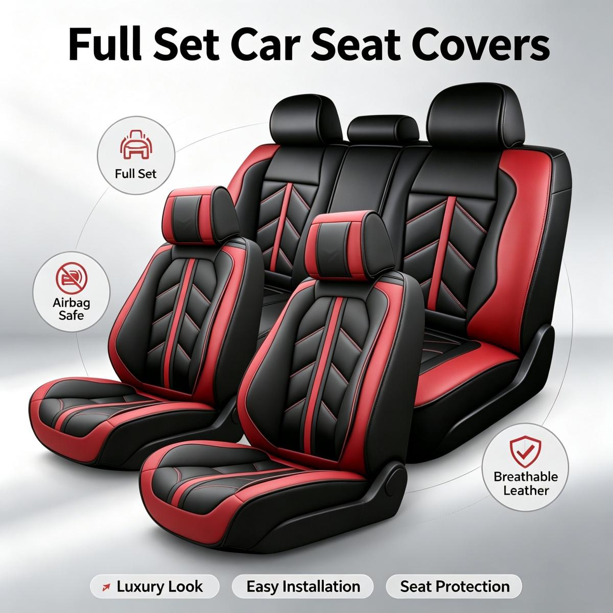 For Dodge Dart 2013-2016/ Nitro 2010-2020 Car Seat Covers, Premium 3D PU Leather 5 Seat Covers Full Set with Storage Pockets, Waterproof Breathable Non-Slip Car Front Rear Seat Cushion Protector Mats, Rear Split Fit 40/60 40/20/40 50/50 ﻿ ﻿