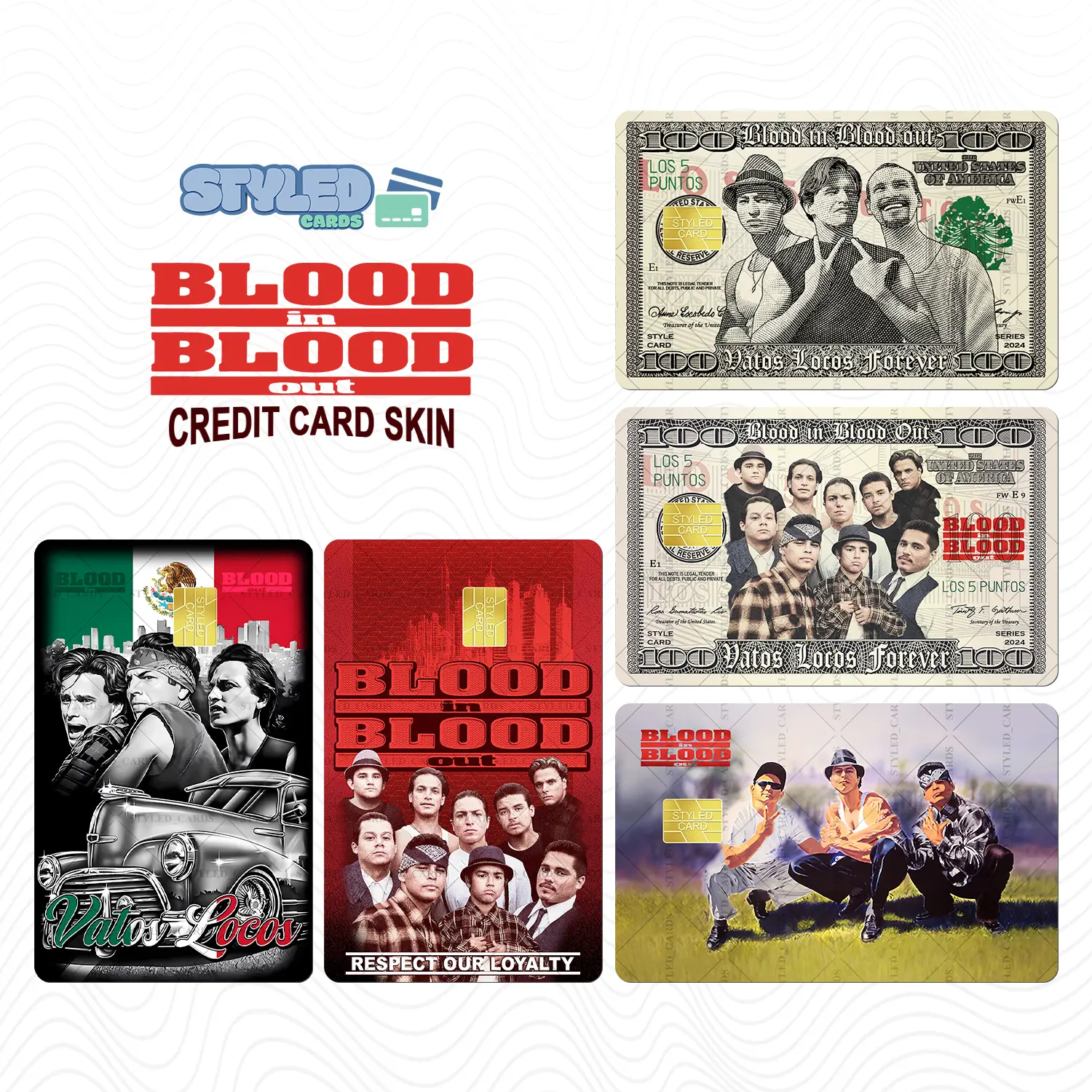 Blood in Blood Out Debit Card Sticker - High Quality Vinyl & UV Ink, Suitable for Personalizing Your Cards