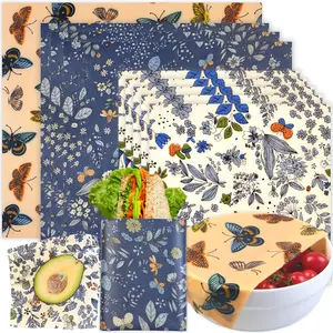Reusable Beeswax Wrap - 9 Pack Beeswax Wraps for Food, Eco-Friendly Beeswax Food Wraps, Bread Sandwich Wrapper - Organic, Sustainable, Zero Waste, Reusable Plastic-Free Food Storage Wrap, 1XL, 3M, 5S BYTTME
