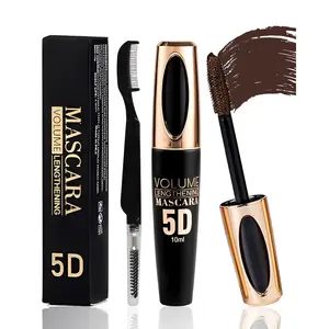 Brown Waterproof Mascara for Eyelashes,5D Silk Fiber Liquid Lash Extensions Colored Tubing Mascara with Eyelash Brush,Long Lasting Smudge-Proof Volume and Length,Christmas Party Makeup Gift for Women