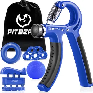Grip Strengthening Exerciser (5-Pack) Forearm Grip Strengthening Adjustable Resistance Grips, Finger Exercisers, Finger Stretchers, Grip Rings and Stress Reducing Grip Balls