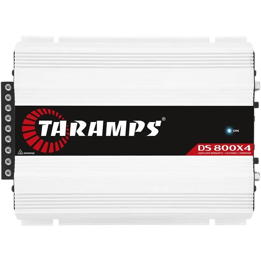 Taramps 800x4 1 Ohm 800 Watts RMS 4-Channel 200x4 RMS, Class D, Full Range, Crossover High / Low Pass Fixed, Bridgedable Car Audio Amplifier, White