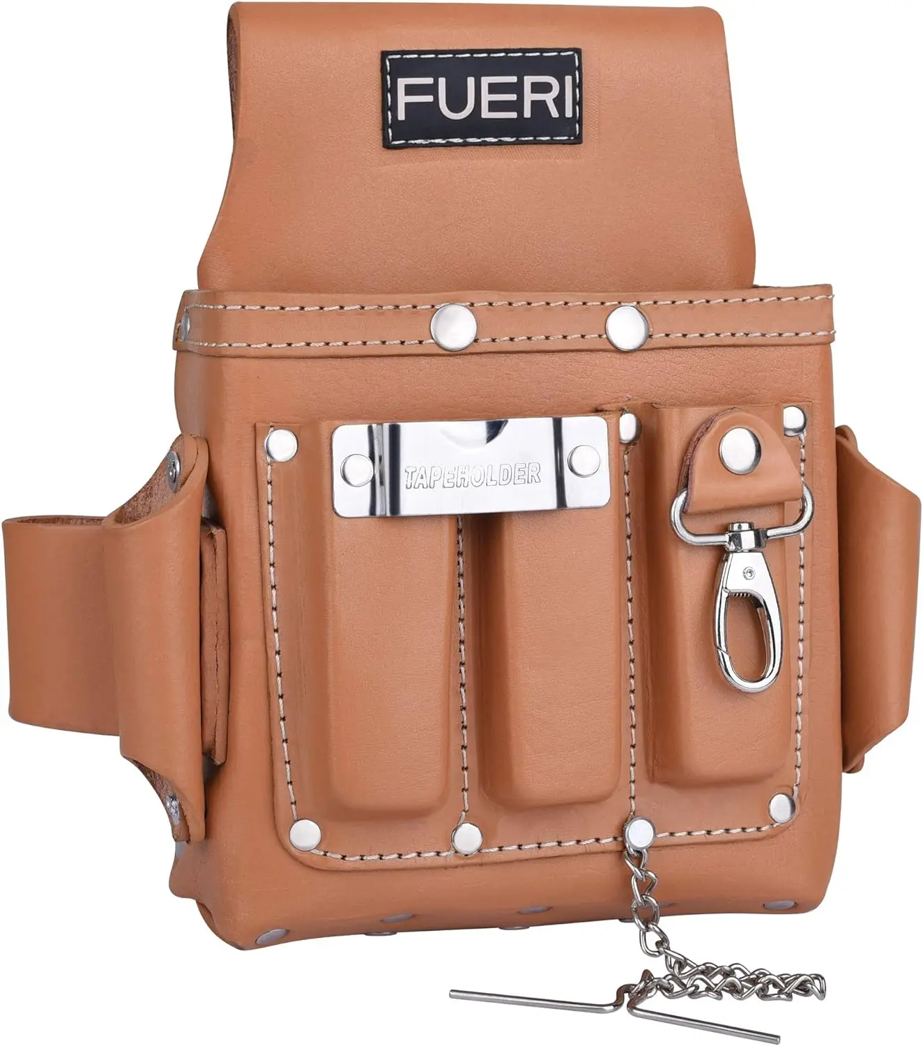 FUERI Professional 4-Pocket Electrician Tool Pouch – Premium Leather Bag for Carpenters & Construction | Add to Cart Buy Now: Tool Kit + Compact, Durable, Organized Fit
