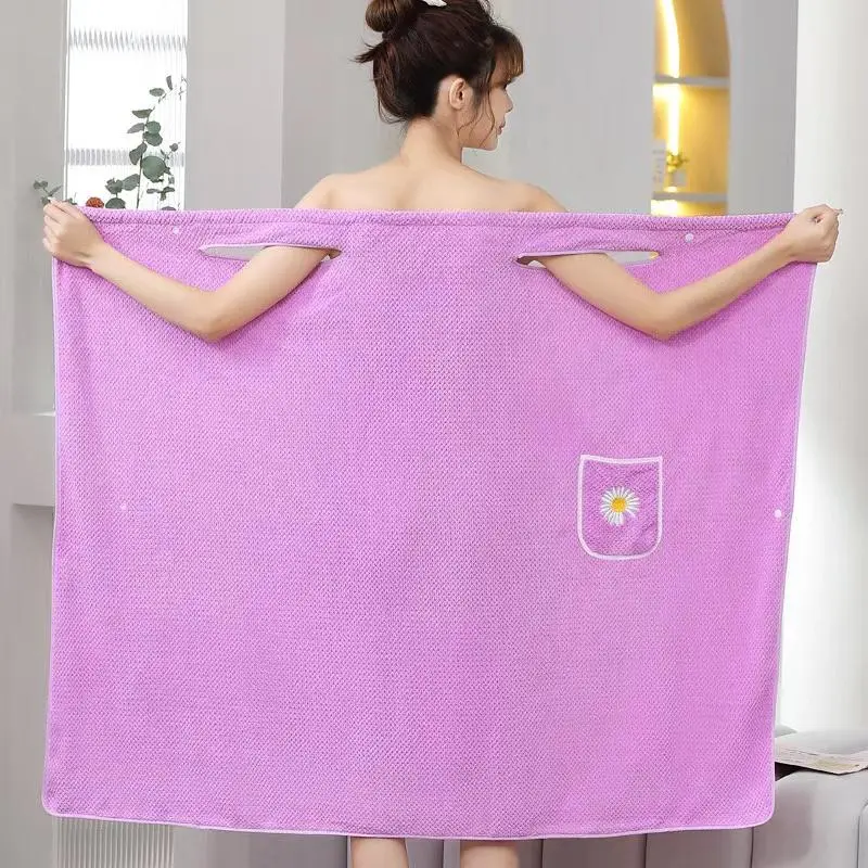 Floral Pattern Bathrobe, 1 Count Soft Absorbent Bathrobe with Pocket, Quick Drying Bathrobe for Home Bathroom Hotel Salon