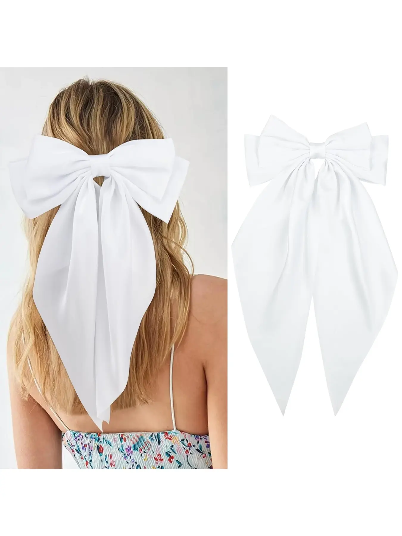 1Pc Large Elegant Bow Hair Accessory, Fashion Bow Hair Clip, Bow Clips, White Bow Hair Accessory, Suitable for Women’s Daily Wear, Work Attire, Wedding Parties, Graduation Ceremonies, Christmas, Halloween Parties, Valentine’s Day Gifts