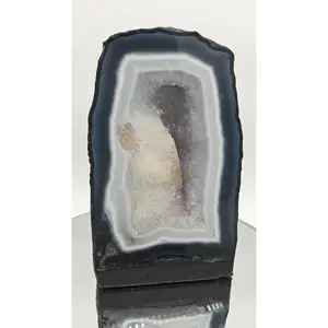 AAA+ Amethyst Cathedral with Blue Banded Agate & UV Reactive Calcite - Brazilian Amethyst Geode