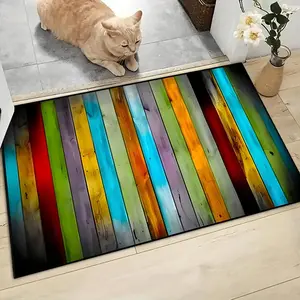 Wood Plank Pattern Door Mat, 1 Count Non-slip Entrance Home Decor Rugs, Outdoor Threshold Rug for Living Room, Entryway, Dining Room, Bathroom and Kitchen, Home Decor