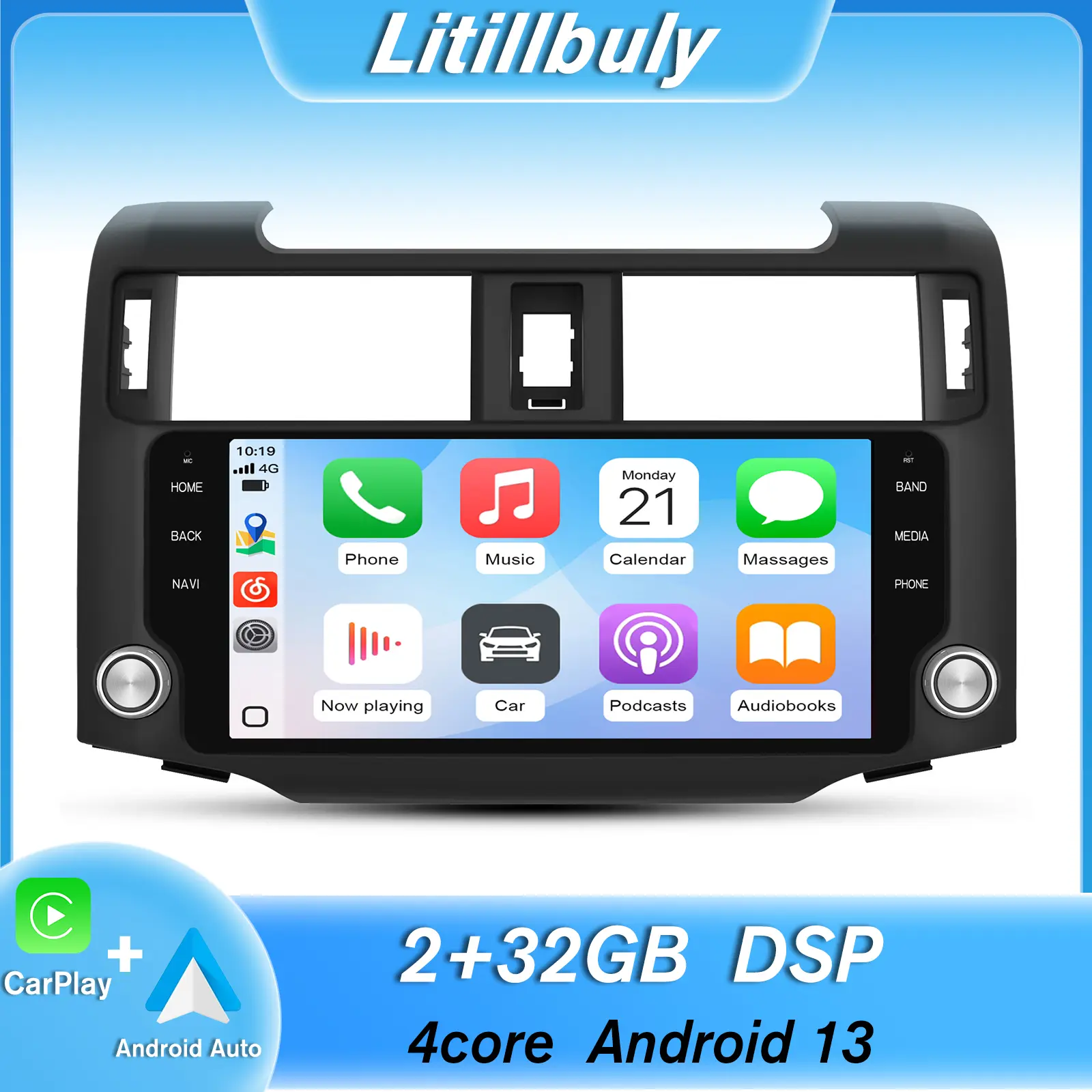 Car Stereo for Toyota 4runner 2014-2019 touch screen has Android Auto Wireless Carplay, Bluetooth WIFI supports GPS Navigation