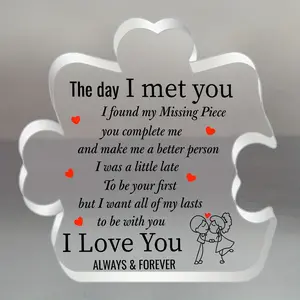 "I Love You" Acrylic Puzzle Piece, Frameless Love Message Desktop Decor, Heart Plaque, Romantic Gift for Valentine's Day and Anniversaries for Couples