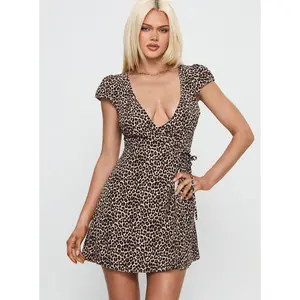 Cataleya V Neck Mini Dress Leopard