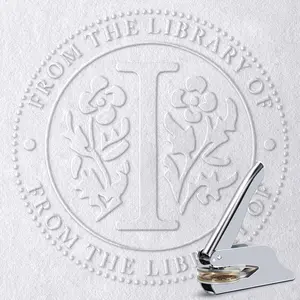 Book Embosser for Wedding Invitations, Journals & Gifts Silver Embossing Stamp Tool with Storage Case for Book Lovers
