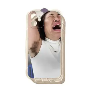 Cartoon Parody "Bearded Uncle in Lolita Outfit" Transparent Phone Case — Cute Protective Cover for iPhone 17, 16, 15, 14, and 13 Series