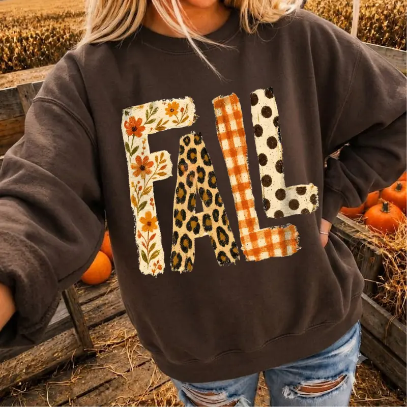 Vintage Retro Fall Varsity Sweatshirt, Distressed Autumn Graphic Crewneck, Pumpkin Harvest Pullover, Cozy Thanksgiving Sweatshirt, Trendy Fall Gift for Women Gift Sweater