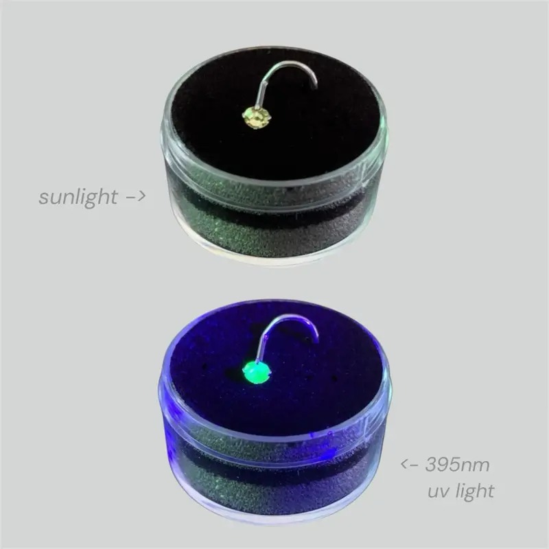 Uranium Glass Titanium Corkscrew Nose Stud - Implant Grade ASTM F136 Titanium