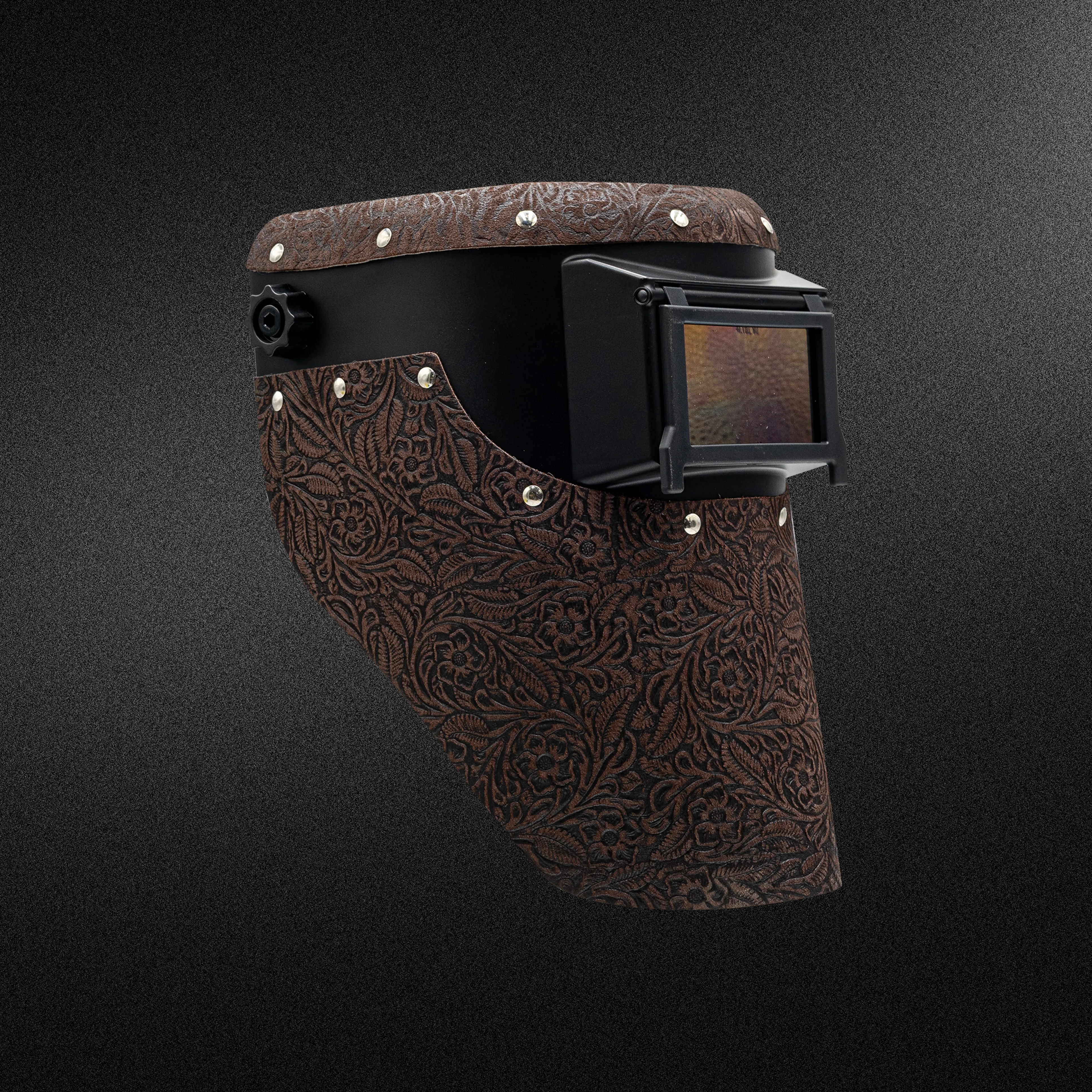 Black Slimline - Brown Floral Welding Hood Black Slimline - Brown Floral Welding Hood