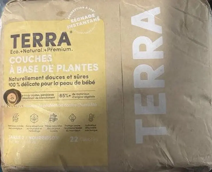 Terra Eco Natural Plant-Based Diapers Size 2 Infant 8-15 lbs 22 Ct Sealed NIP