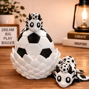 Soccer Dragon Egg Figurine with 2 Mini Dragons Inside – Fantasy Display Piece for Home & Desk – For Teens & Adults – Unique Gift for Birthdays, Holidays & Special Occasions