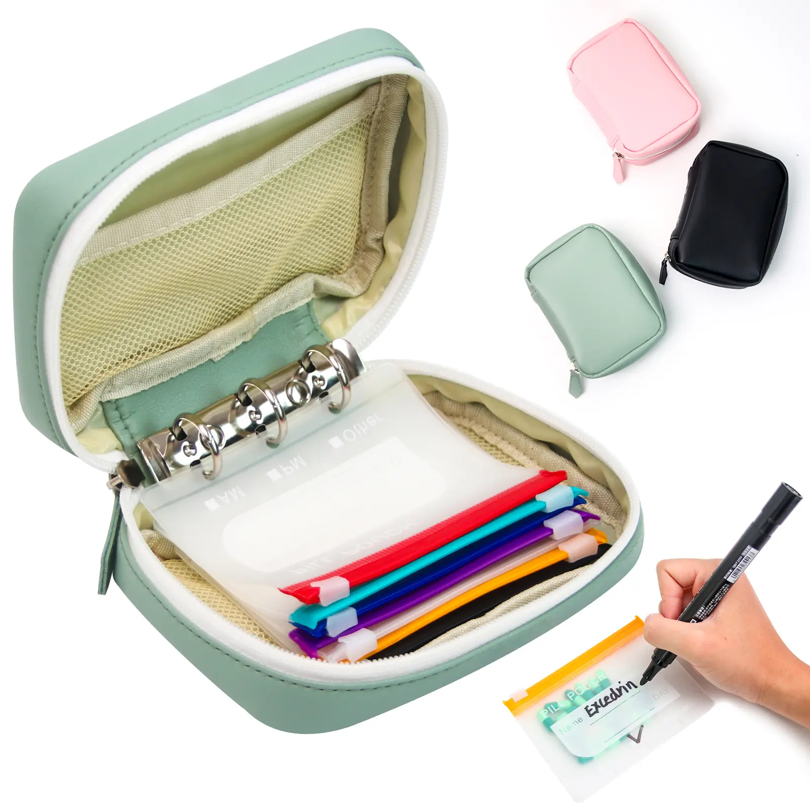 Waterproof Pill Pouch Set, 14pcs Bags Inside, A8 Waterproof Pill Organizer Set, 7 to 14 Days of Meds,Zippered Pill Storage for Fish Oils, Vitamins, Reusable Pocket Pharmacy with Color-Coded Labels dealsforyou, summerwins