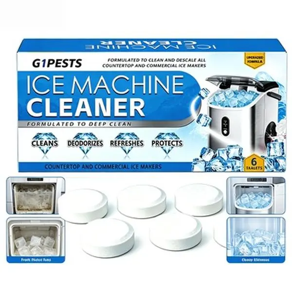 G1PESTS Ice Machine Powerful Cleaning Agent Tablets - 6-Pack Upgrade Formula, Anti-Odour All-Purpose Household Cleaner for Countertop/Commercial Makers, Deep Cleans, Deodorizes, Protects