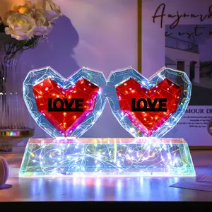 1PC Christmas Glowing Colorful Heart-Shaped LED Lights, Valentine's Day Decor, Festive Multicolored Ornaments, USB Powered, Christmas Decorations, Christmas Home Decor, Christmas Hanging Ornaments, Holiday Decor, Family Holiday Arrangements