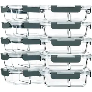 10-Pack,30 Oz Glass eal Prep Containers 2 Copartents Airtight Lunch Bento Boxes with , Glass  Storage Containers, icrowave, Oven, Freezer and Dishwasher