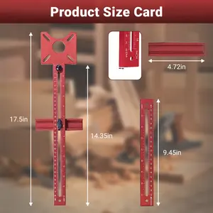 5 in 1 Router Milling Groove Bracket, Aluminum Alloy Circle Cutting Jig, Adjustable Router Guide for 10" to 58" Large Circles, Multifunctional Woodworking Tool (Rose Red)