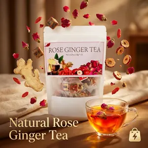 Rose Ginger Tea Bags, 12 Count (120g) | Natural Brown Sugar Sweetened Warm Floral‑Spicy Herbal Blend Sachets, Caffeine‑Free Cozy Daily Drink