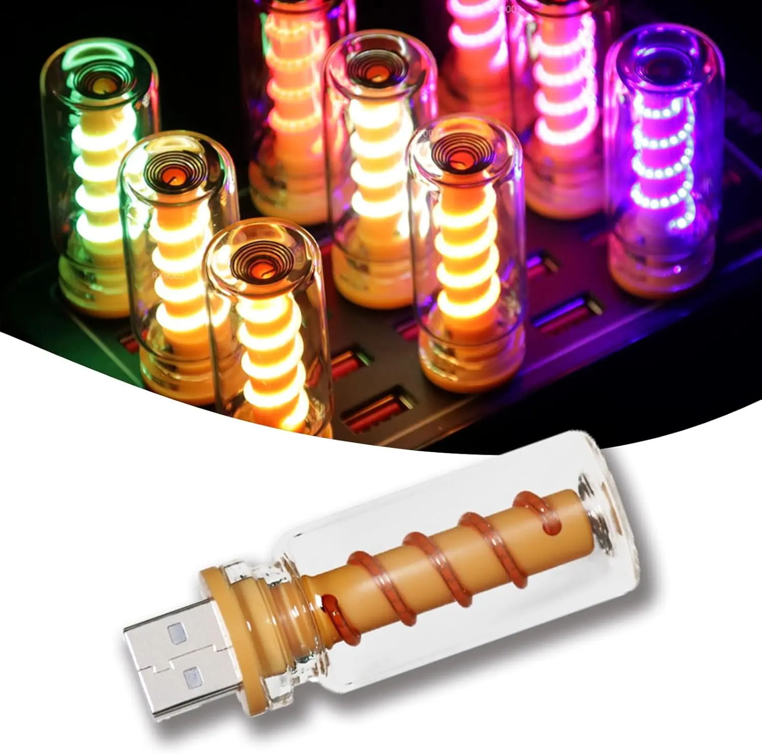 Transparent Spring Touch Dimming USB Mood Light, Retro Creative LED Ambient Lighting, Suitable for Universal USB Lights in Bedrooms, Camping, Parties, And Mini Decorative Lights