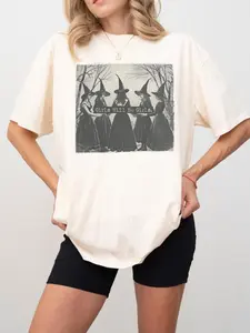 Vintage Girls Will Be Girls Witch Comfort Colors Knit Shirt, Funny Witch Vintage Shirt, Vintage Halloween Women Shirt, Witchy Vibes Shirt