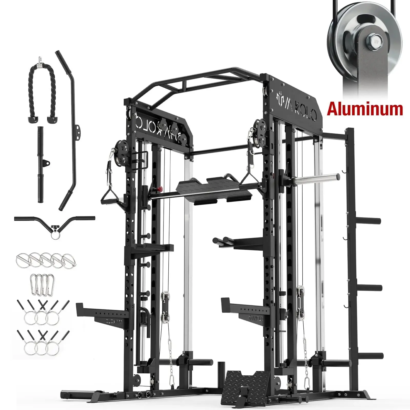 [5 packages shipping] MIKOLO M7 Power Rack 10-in-1 Gym Station with Lat Pulldown Functional Trainer Vertical Leg Press Attachment All-in-One Home Gym Equipment