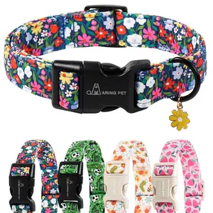 ARING PET Girl Dog Collar, Cute Spring Summer Floral Puppy Collars for Small Medium Large Dogs