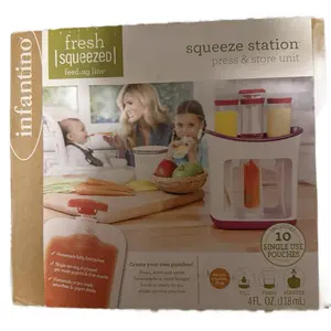 Infantino Fresh Squeezed Squeezing Station Brand New Never Opened Press & Store Unit with 10 Single Use Pouches