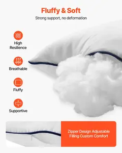 【Summervibes】VEVOR Fluffy & Soft 18 x 18 in Throw Pillow Inserts Pack of 2 White Down Alternative Pillows Square High Resilience Breathable Supportive Zipper Design Adjustable Filling Custom Comfort