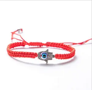 2 PACK Evil Eye Protection Good Luck Adjustable Hamsa Turkish Red Color Bracelets for Everyday Wear or Gift Adult or Kids Traditional Design