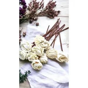 Assorted Mini Sola Wood Flower, 9” Rattan Wood Reed Diffuser Replacement Sticks, 12 pk