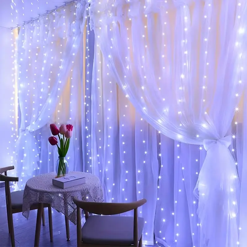 Christmas Fairy 200 LED Curtain Light, USB Powered, Energy Efficiency, 8 Lighting Modes, Remote Included, LED Light Strip, Perfect for Christmas, Valentine's Day, Wedding, Party, Versatile Usage